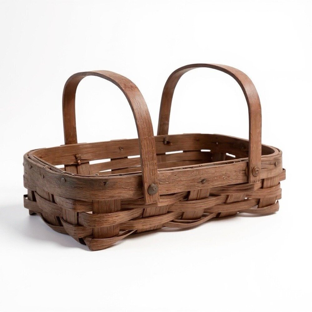 Vintage Gathering Basket Antique Harvest Foraging Market Rustic Cottage Decor